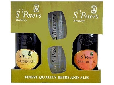 4 Stk. St. Peters gaveæsker med 2 øl og 1 glas
